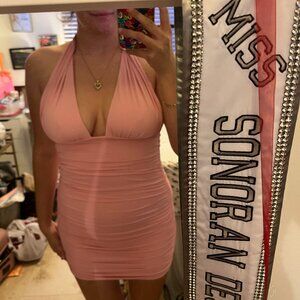 Edikted Pink Halter Dress
